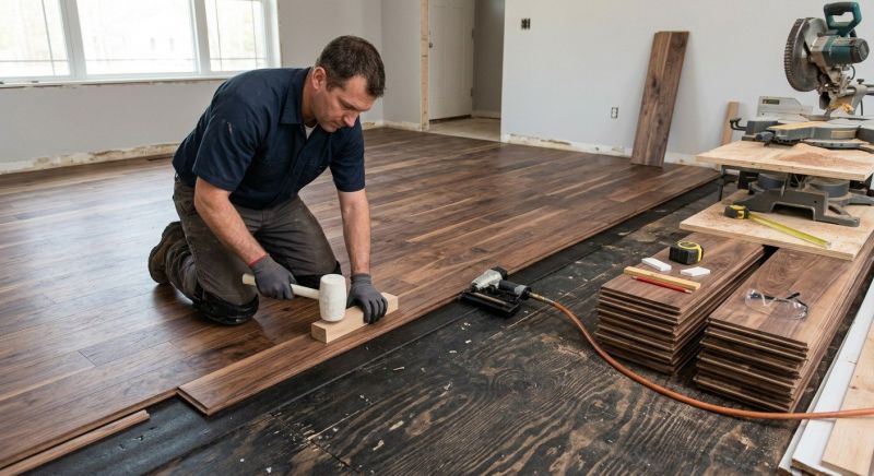 Our team working on Wood Floor Service projects in Temecula, CA