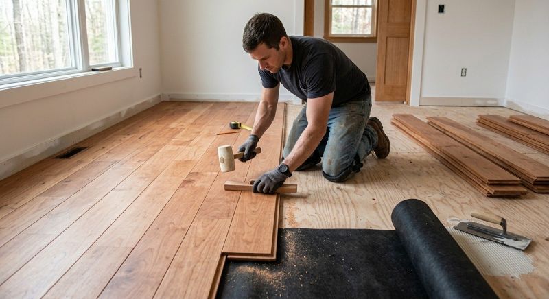 Cherry Floor Installation in Pala, CA